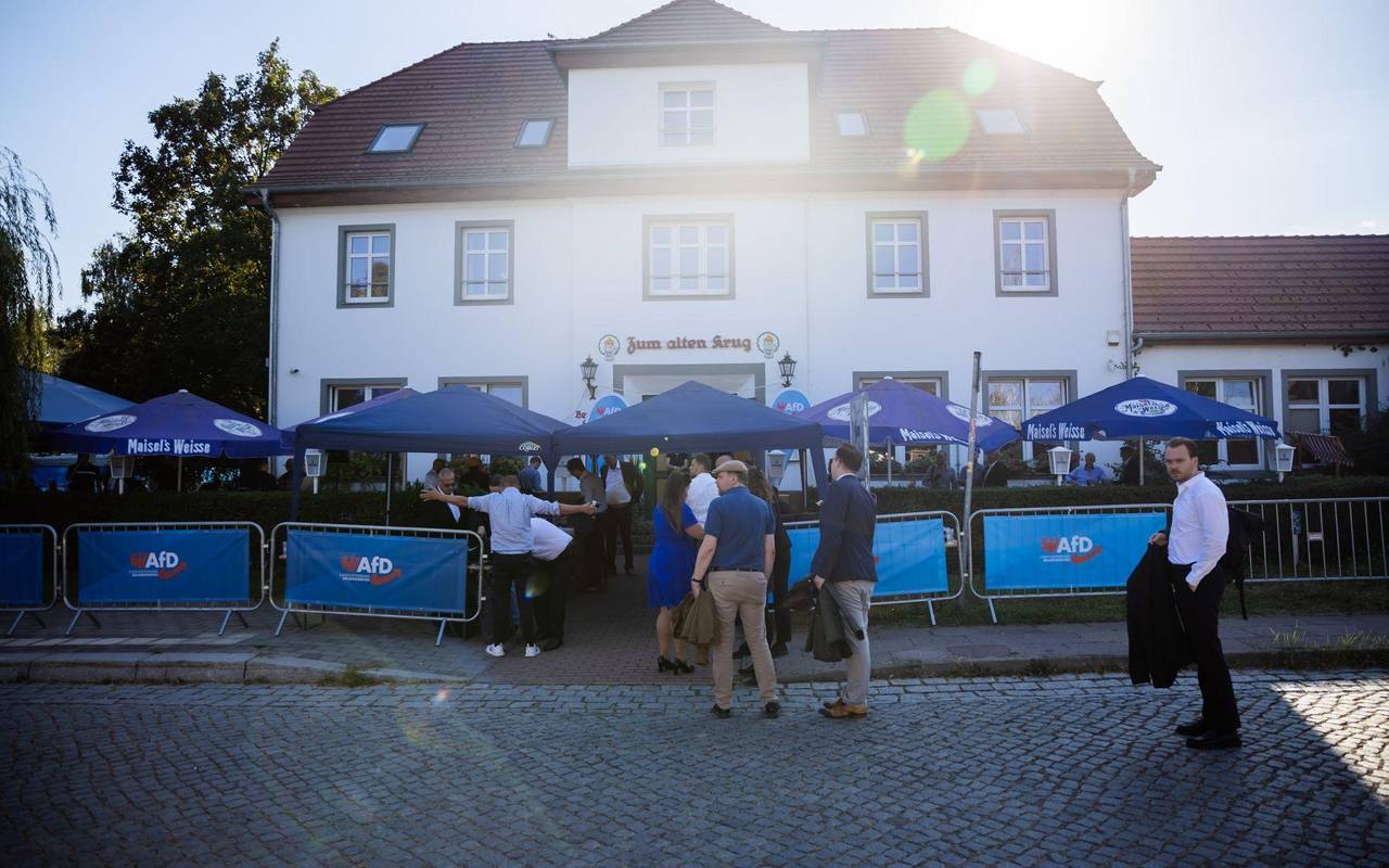 Wahlparty der AfD nach der Landtagswahl in Brandenburg 2024