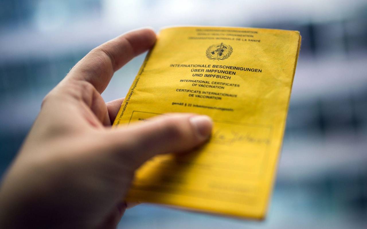 Person hält einen Impfausweis in der Hand