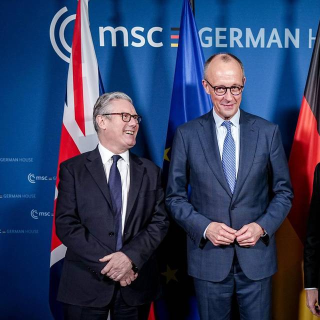 Keir Starmer, Friedrich Merz, Emmanuel Macron (l-r.)