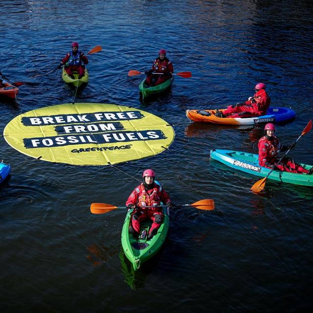 17. Petersberger Klimadialog - Protest von Greenpeace