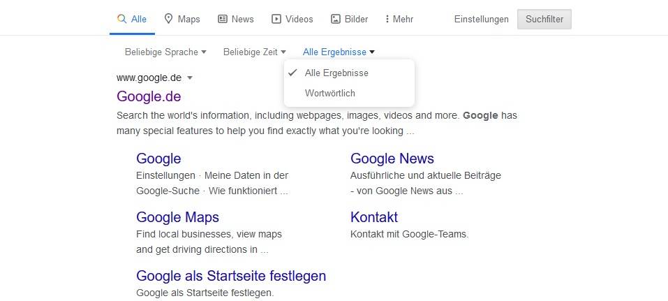 Mit Google-Suchoperatoren funktioniert es besser