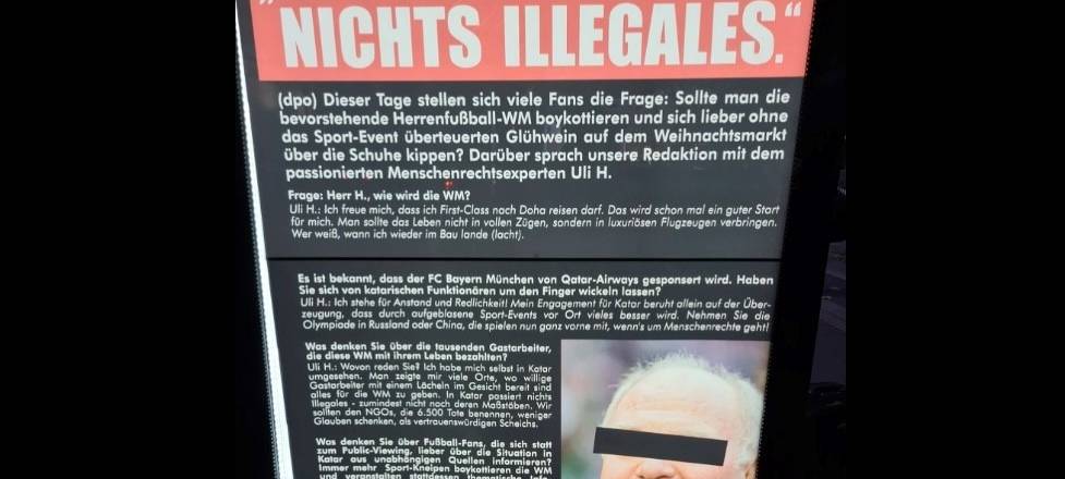 Gefälschte Werbeplakate mit Kritik an Katar