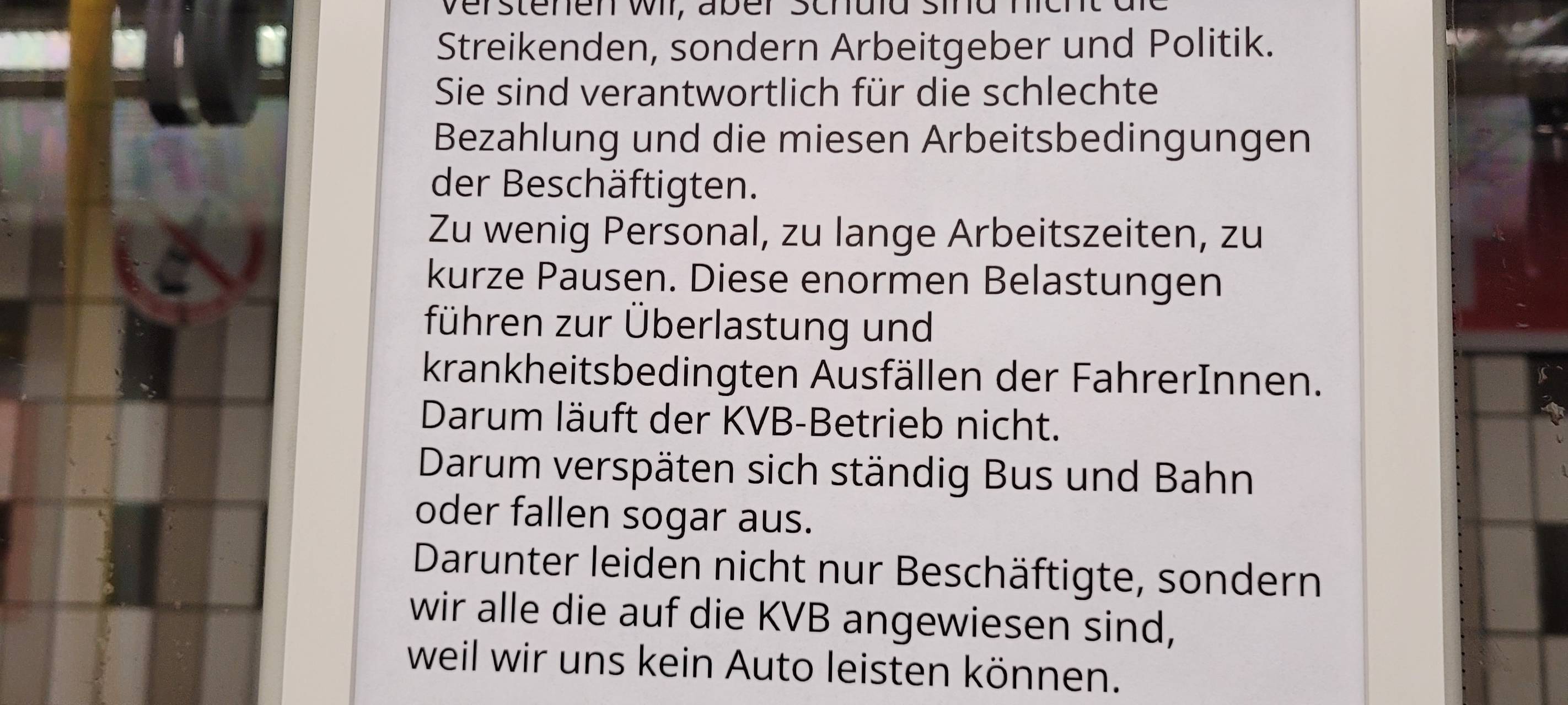 Ganztägiger Warnstreik bei der KVB läuft