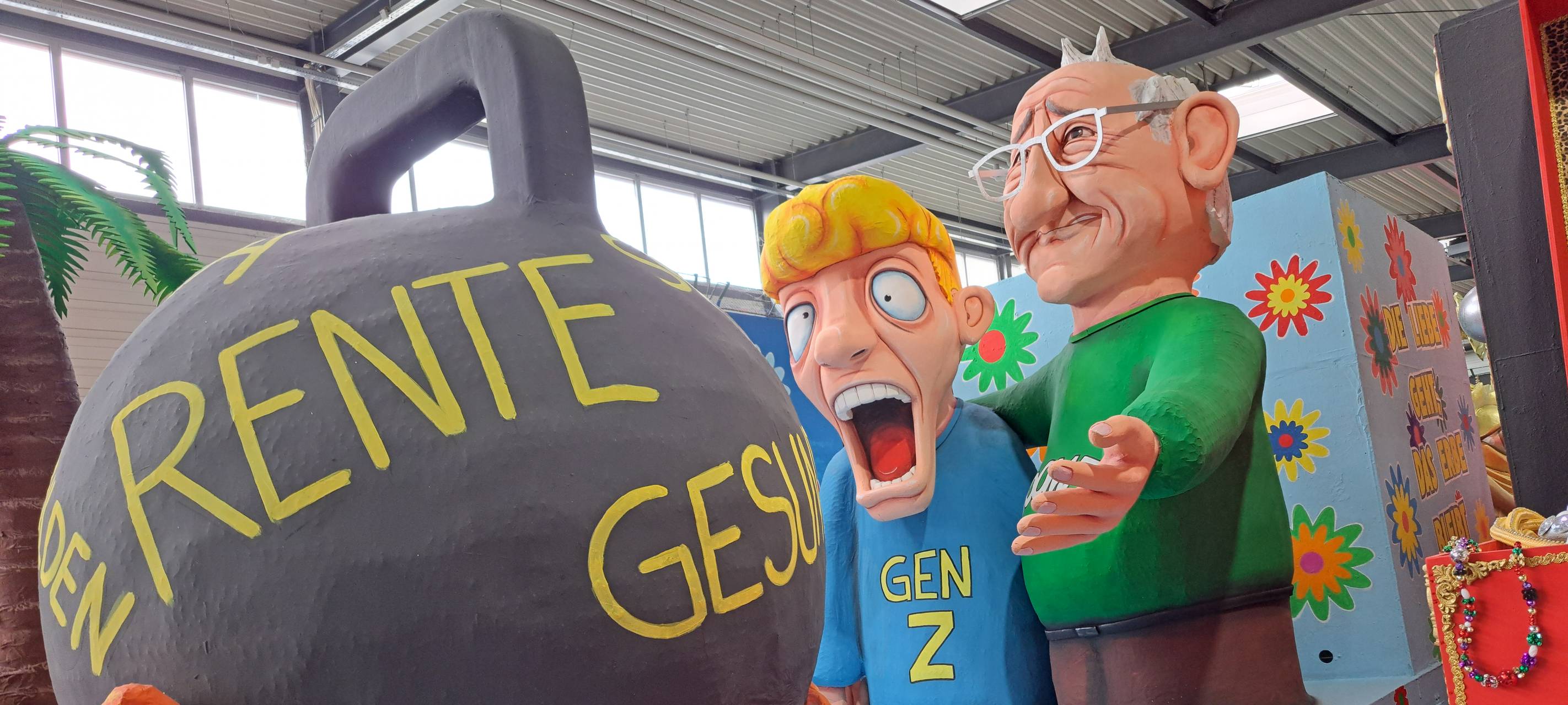 Persiflagewagen für den Rosenmontagszug vorgestellt
