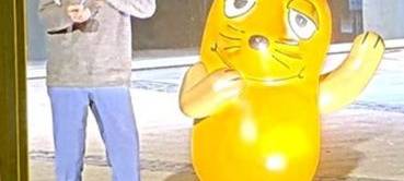 Angezündete Maus-Statue: Fahndung mit Überwachungsbildern